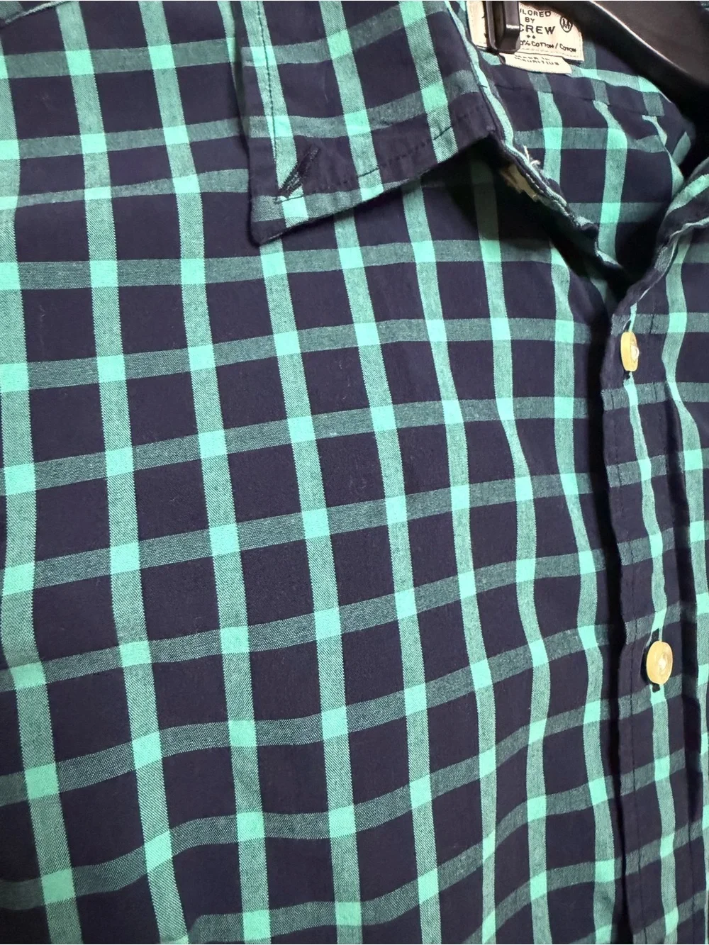 J.Crew Slim Fit Button Down Shirt Men's Medium Blue Green Check Oxford